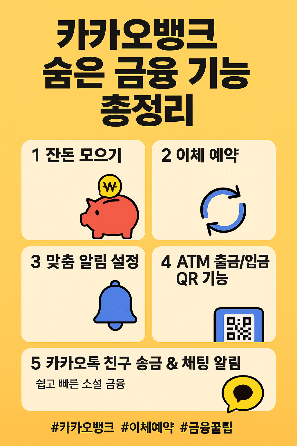 카카오뱅크 숨겨진 기능 5가지 (모르면 손해 보는 꿀팁!) 인포그래픽