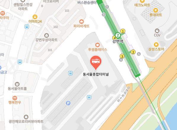 동서울종합터미널 위치-지도