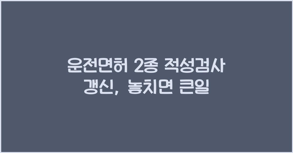 운전면허 2종 적성검사 갱신