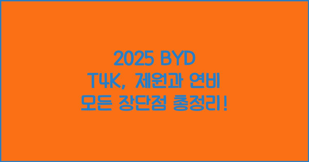 2025 BYD T4K 제원 연비 장단점 유지비 오너평가