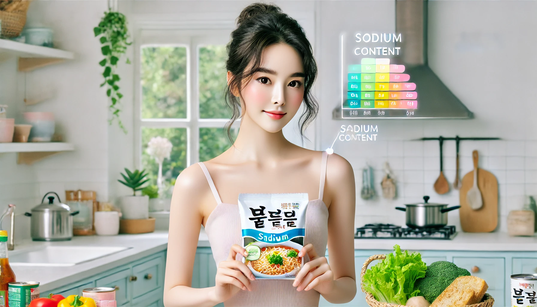 나트륨 함량 비교 표시 내용 확인하는 이미지