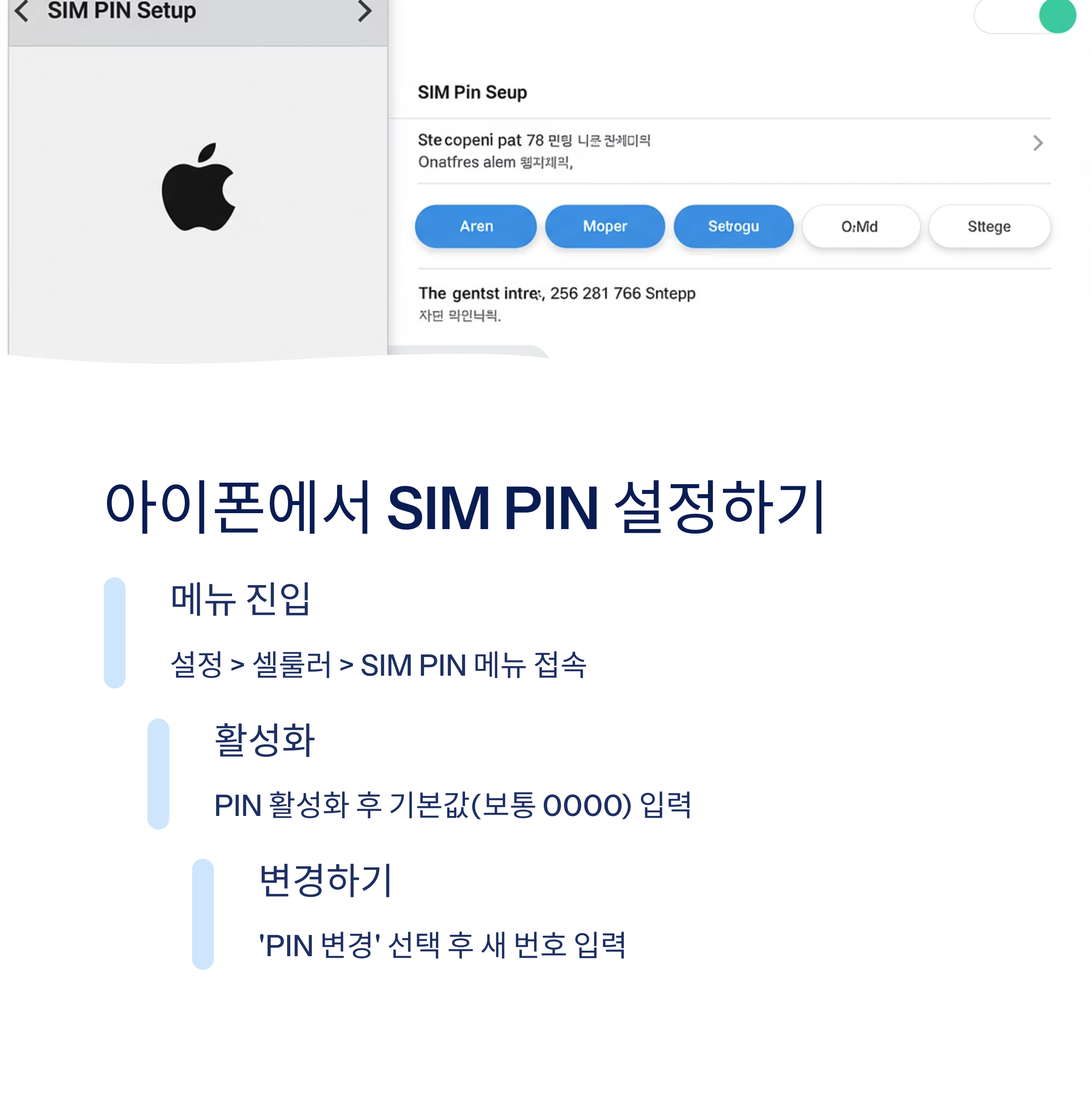아이폰에서 SIM PIN 설정 방법