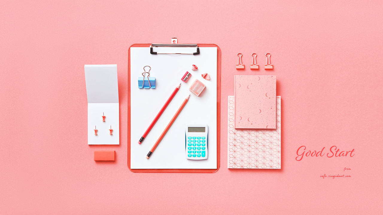 14 클립보드와 문구 C - Good Start 핑크배경화면