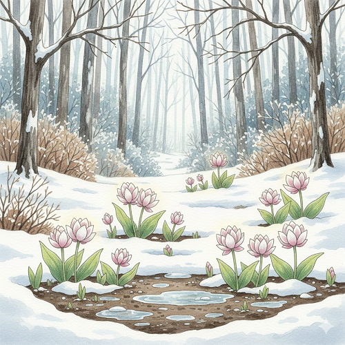 노루귀 삽화 이미지