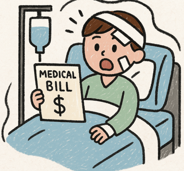 병원비용보고 놀라는 모습