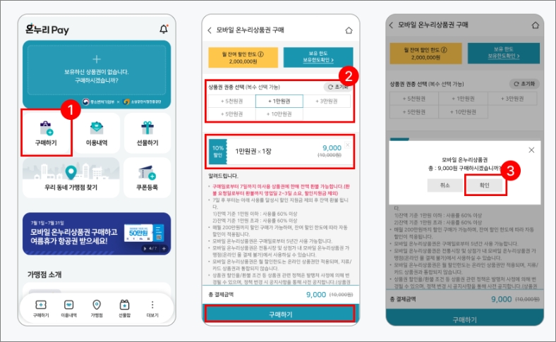 온누리페이 앱 사용방법 안내 -출처:온누리상품권 홈페이지-
