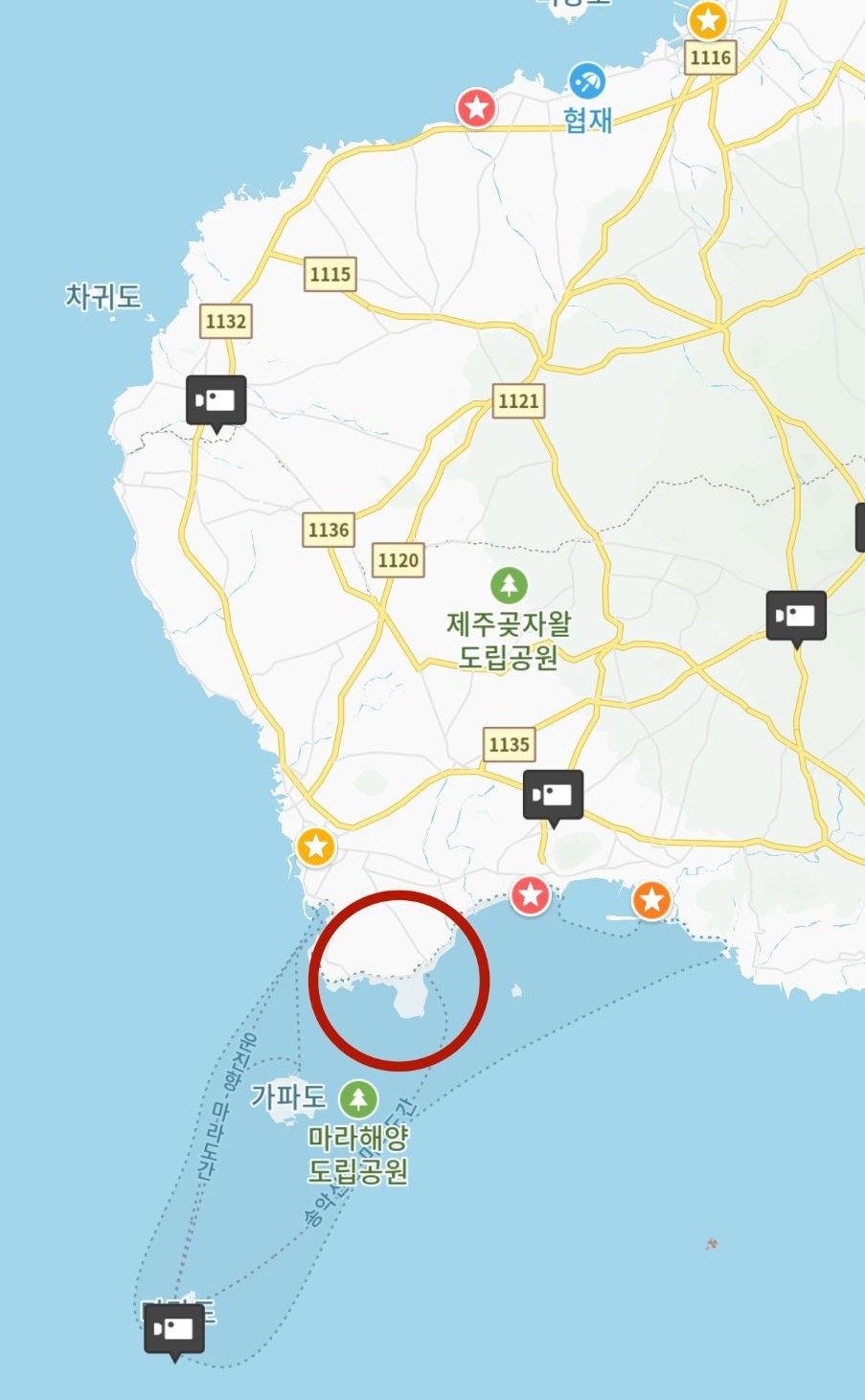 송악산의 위치를 알려주는 지도