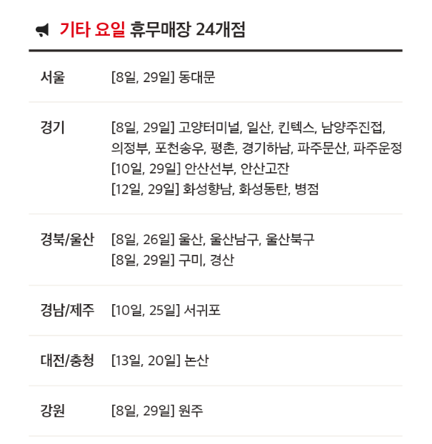 구정연휴 홈플러스 휴무점포