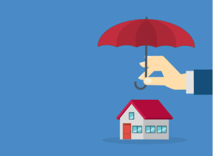 우산으로 집을 씌우고 있음