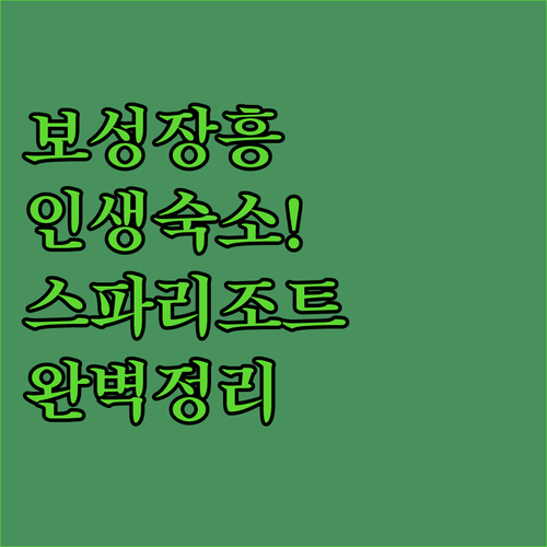 전남 보성 장흥 숙소 추천 스파 리조..