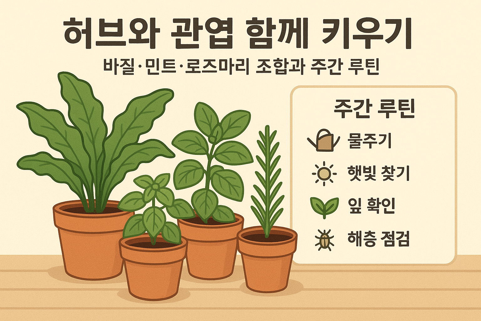 허브와 관엽 함께 키우기