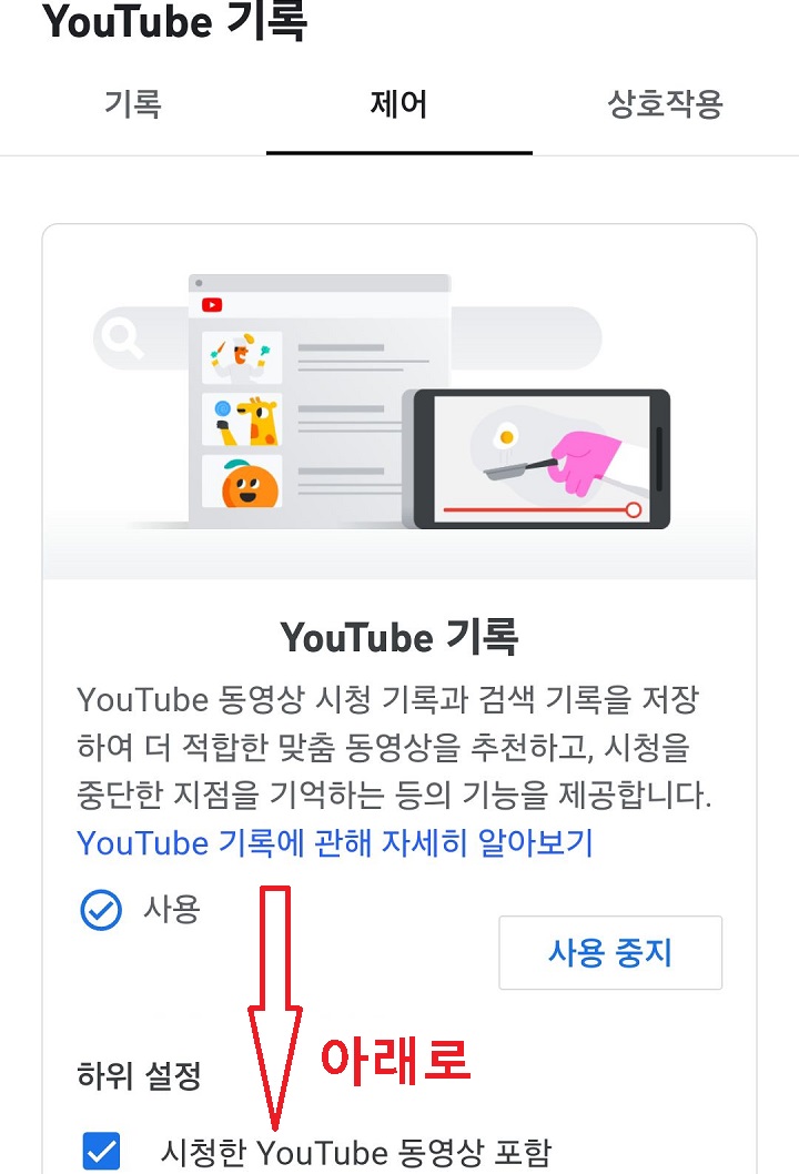 제어 탭 보임