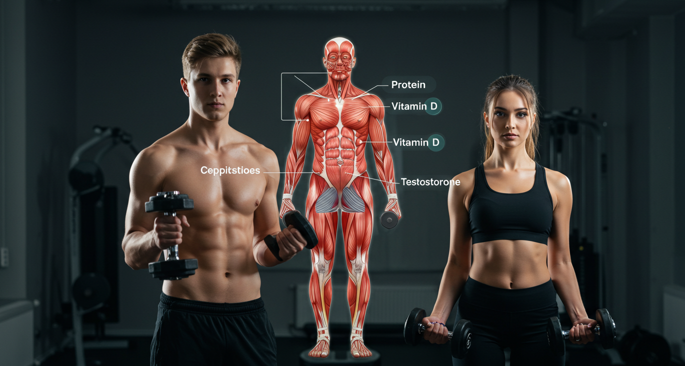 근감소증 예방을 위한 운동과 영양이 강조된 피트니스 이미