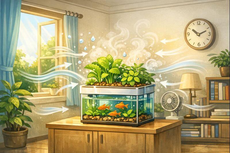 소형 아쿠아포닉스 환경이 실내 공기에 미치는 영향