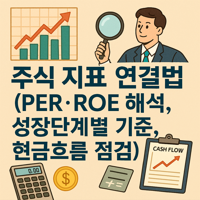 주식 지표 연결법 (PER&middot;ROE 해석, 성장단계별 기준, 현금흐름 점검)