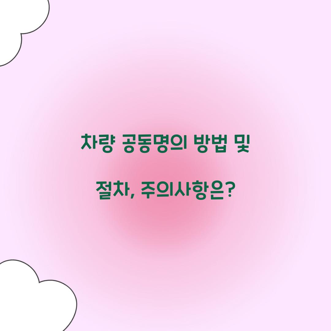 차량 공동명의 방법