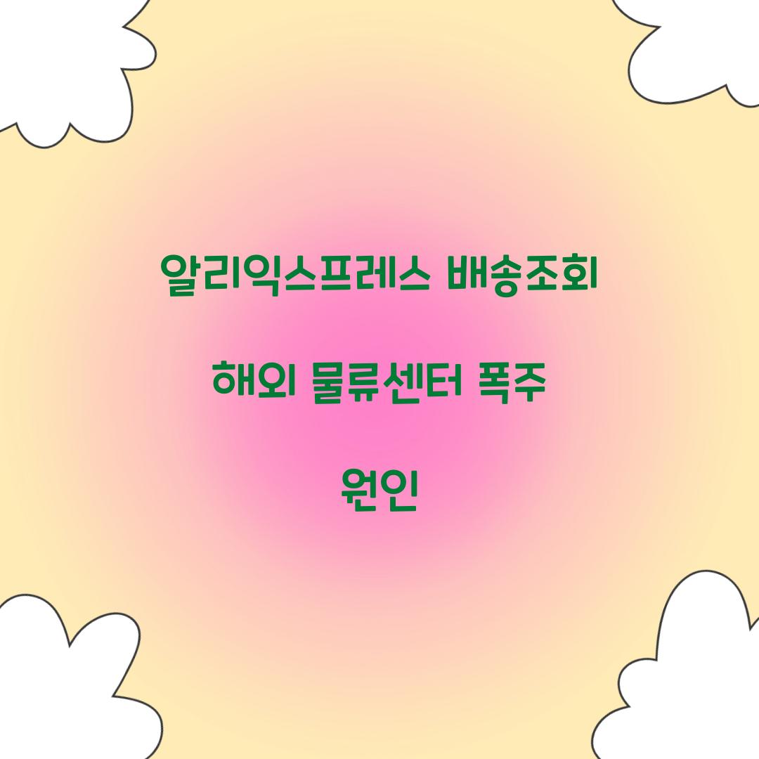 알리익스프레스 배송조회 해외 물류센터 폭주 원인 