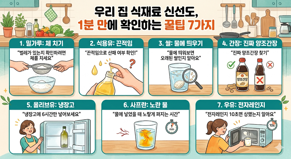 우리 집 식재료 신선도, 1분 만에 확인하는 꿀팁 7가지