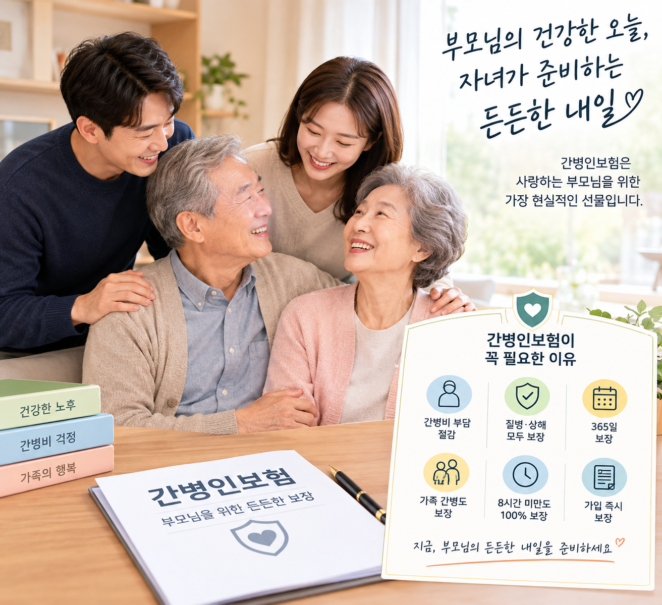 간병인 보험을 들어주는 자녀들 이미지