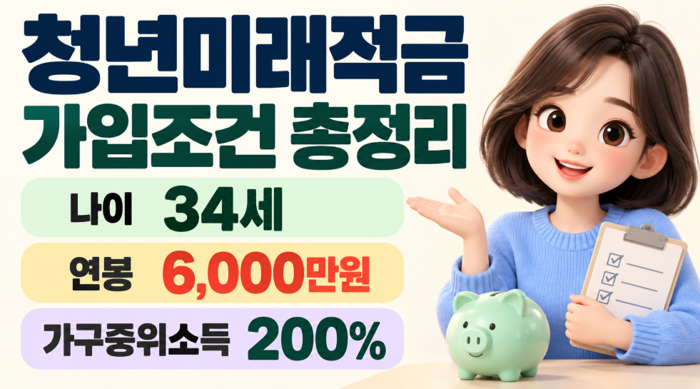 청년미래적금 가입조건 총정리｜나이 34세&middot;연봉 6000만원&middot;가구중위소득 200%&middot;무직자 가입 가능할까?