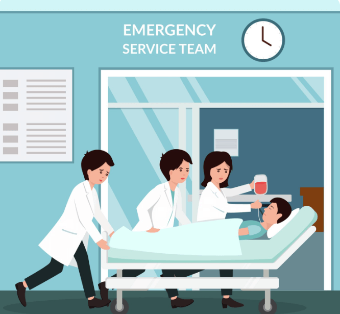 저혈당 응급 환자가 응급실로 들어가는 모습