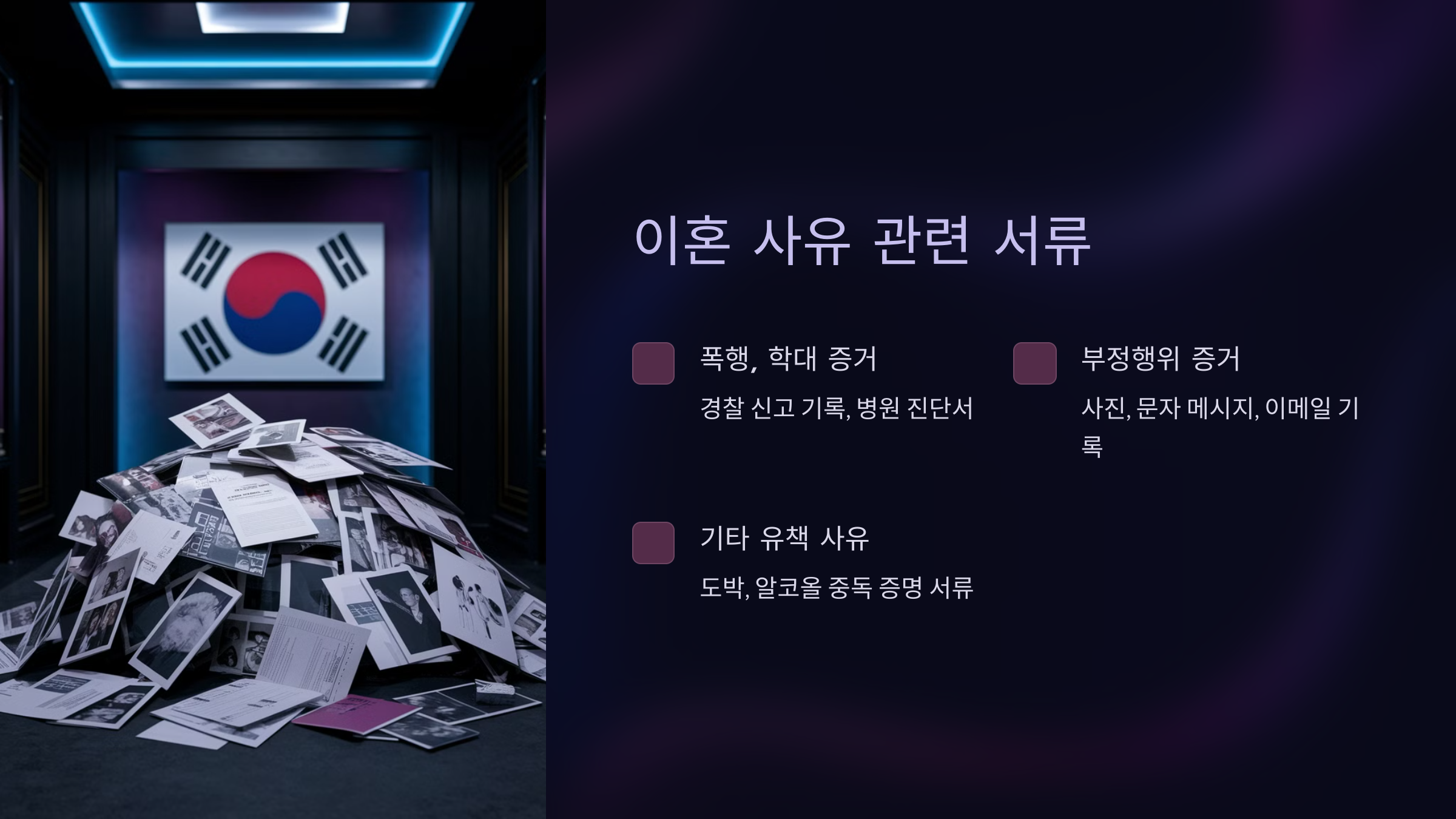 이혼 사유 관련 서류