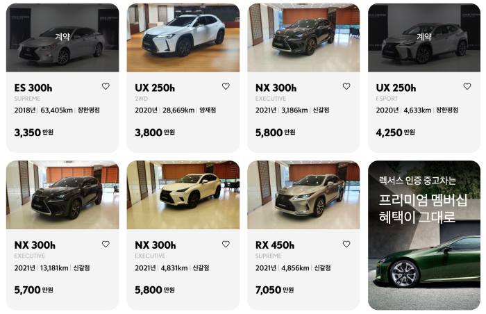 렉서스중고차가격대