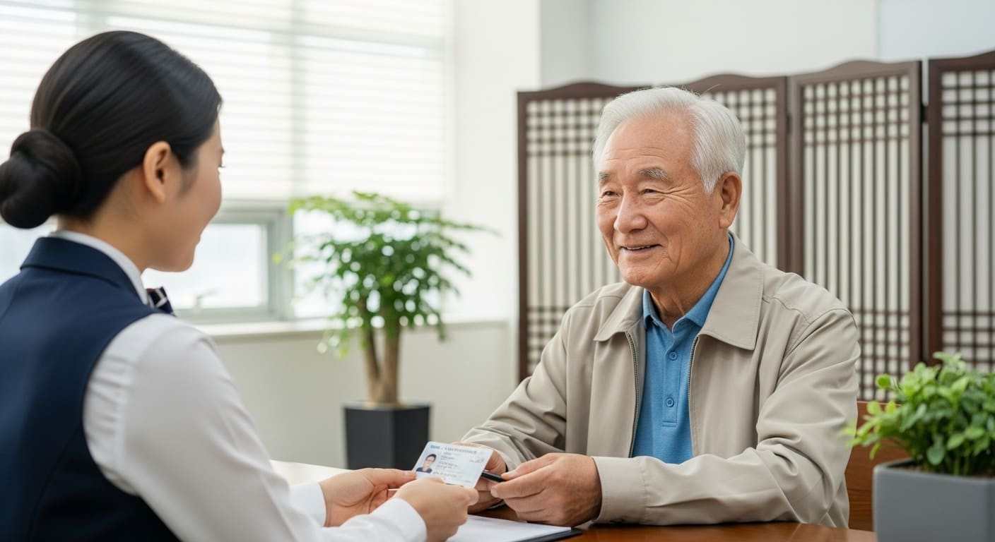 운전면허 반납 지원금을 신청하는 노인 모습