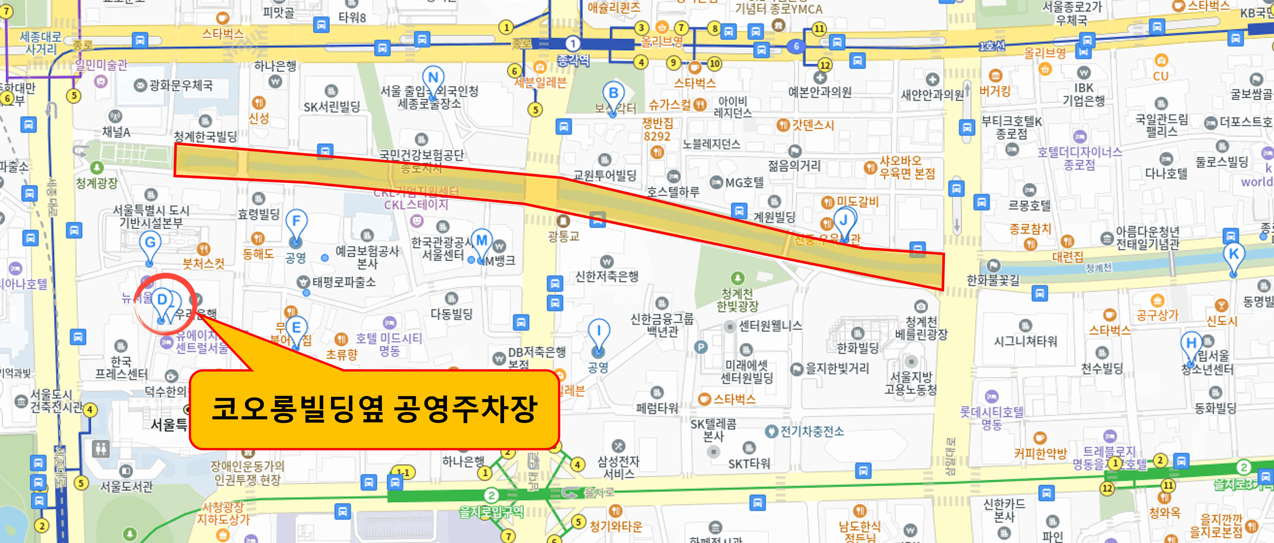 코오롱빌딩옆 공영주차장 지도 위치