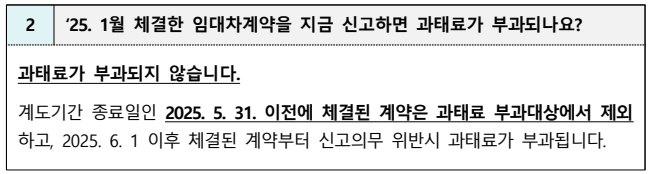 ‘25. 1월 체결한 임대차계약을 지금 신고하면 과태료가 부과되나요?