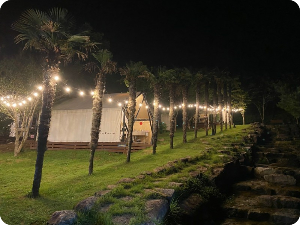 글램핑장 야간 개장 이미지 출처: 하늘빛 수목정원 홈페이지