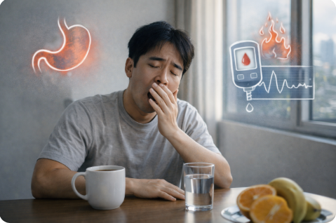 아침 공복 상태가 신체에 미치는 영향에 관한 사진