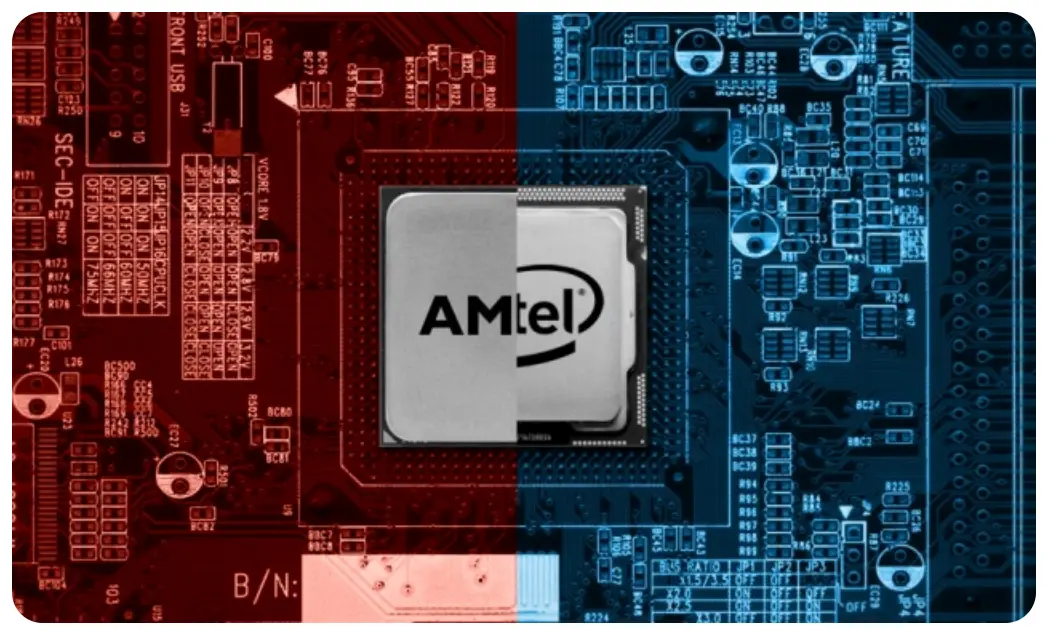 AMD와 Intel 데스크톱 CPU 비교를 보여주는 이미지