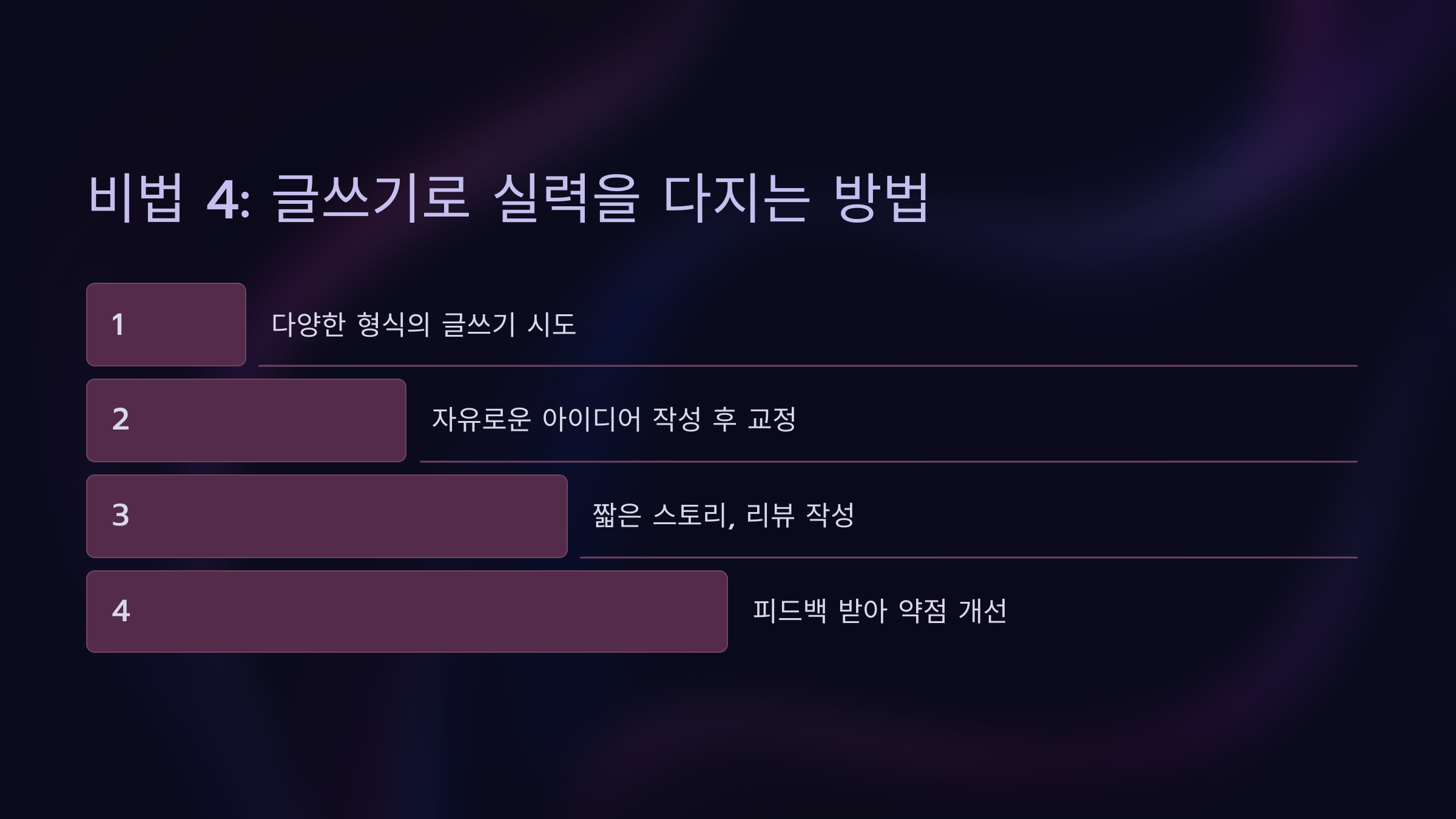 비법 4: 글쓰기로 실력을 다지는 방법