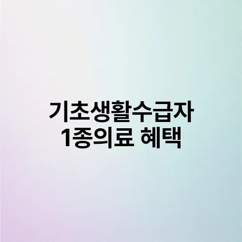 기초생활수급자 1종의료 혜택