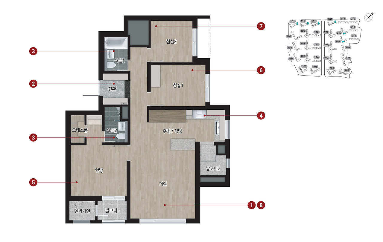 힐스테이트 메디알레 - 74B1 평면도