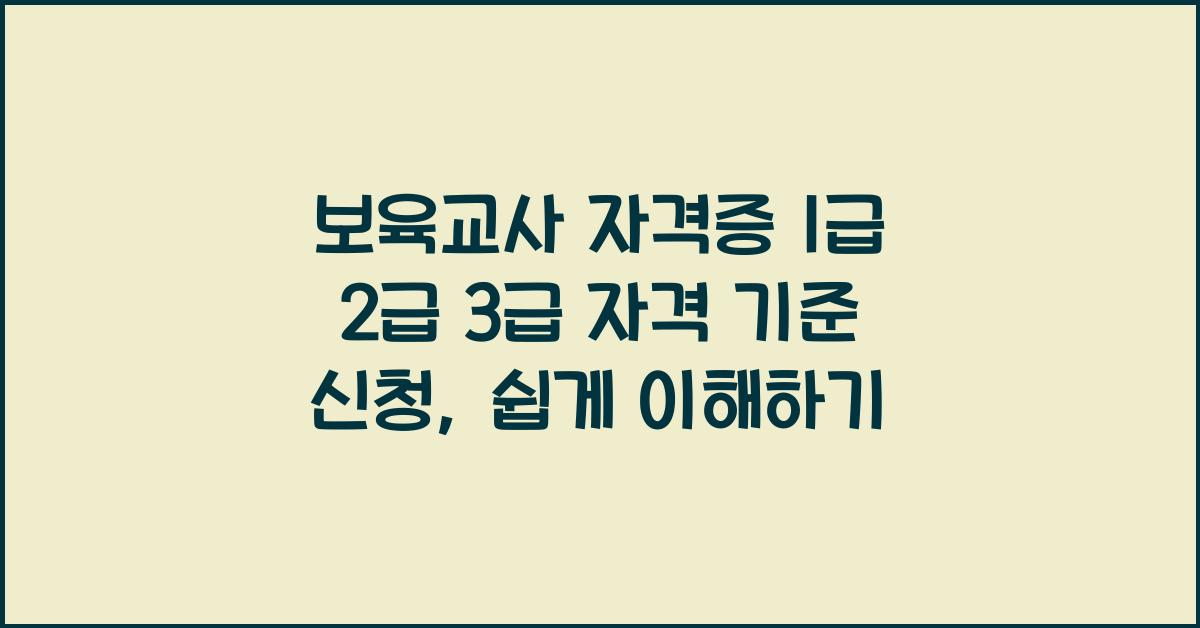 보육교사 자격증 1급 2급 3급 자격 기준 신청