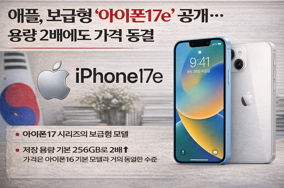 애플 보급형 아이폰17e 공개, 용량 2배인데 가격 동결?