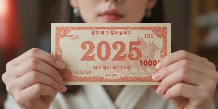 2025 말띠 금전운 변화&rdquo; 문구를 들고 있는 모습
