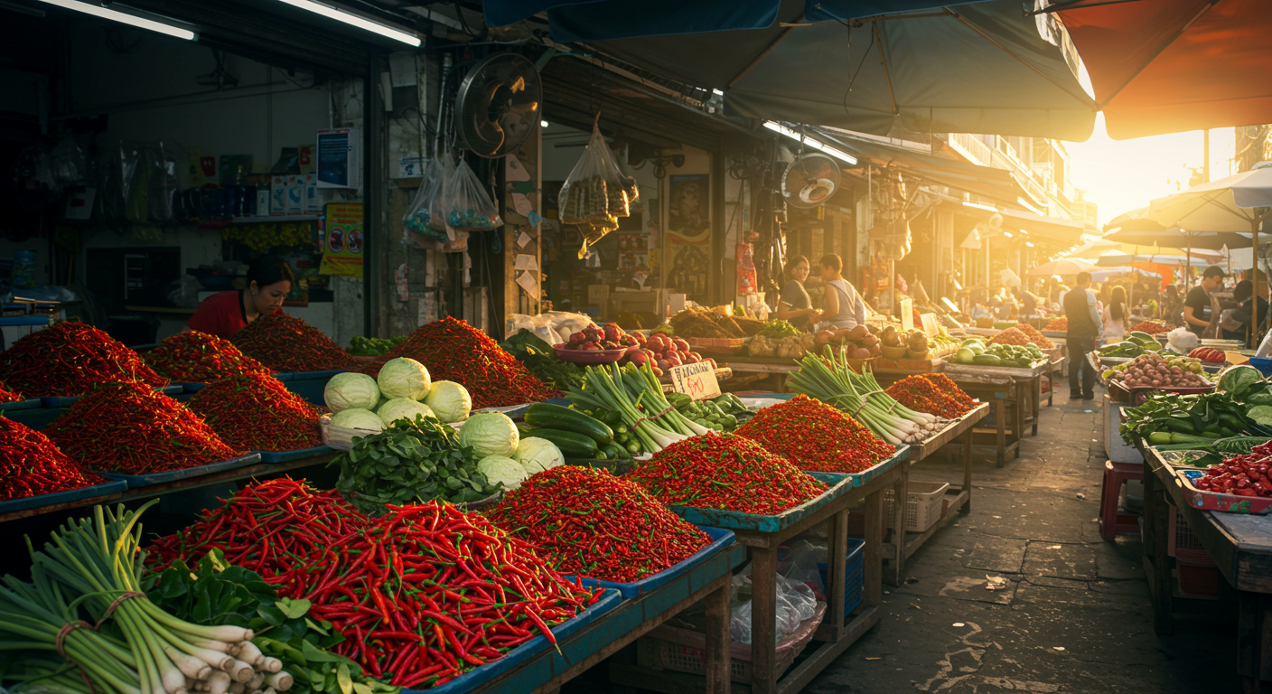 방콕의 활기찬 재래시장