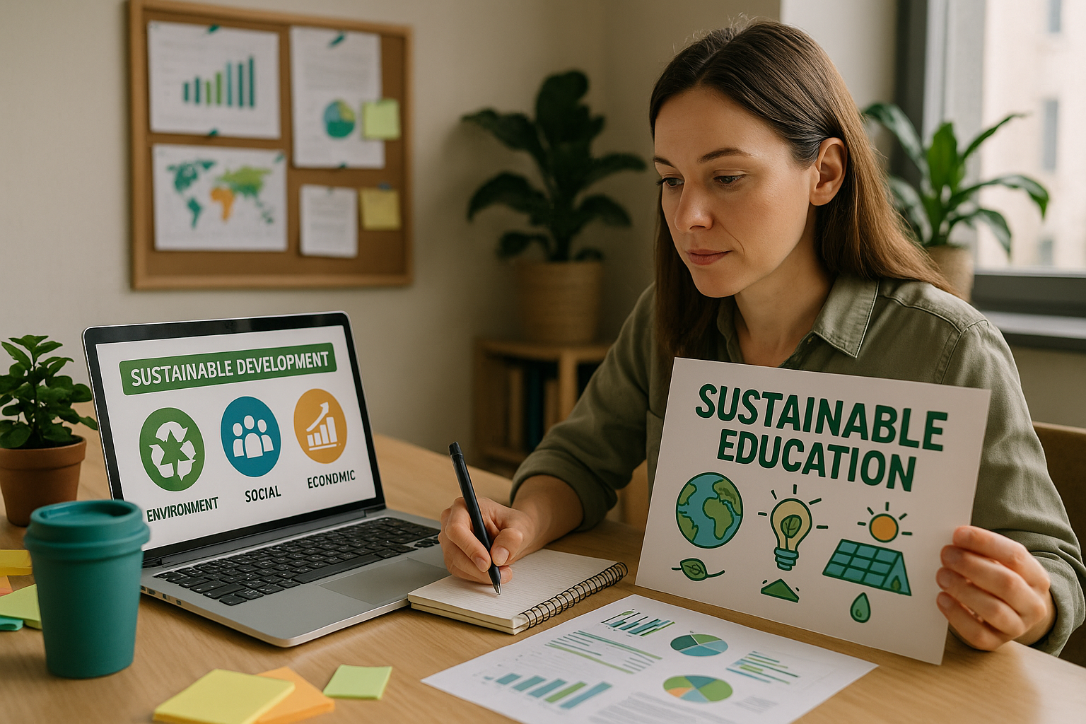 지속가능 교육 콘텐츠 디자이너가 일하는 모습