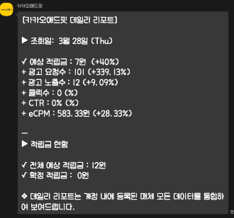 카카오애드핏 리포트 카톡3