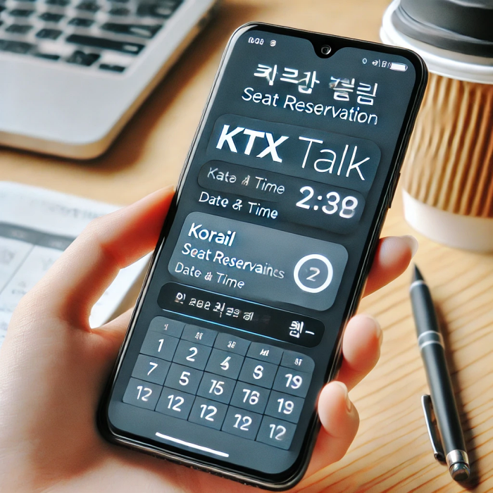 코레일톡 앱을 통해 KTX 좌석을 예약하는 스마트폰 화면