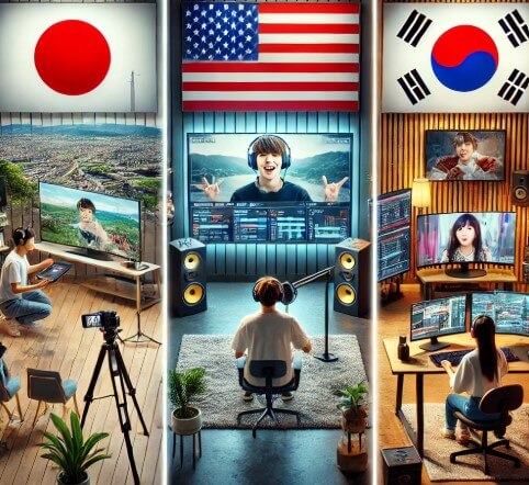 일본·미국·한국 유튜버 성장 비교 관련 이미지