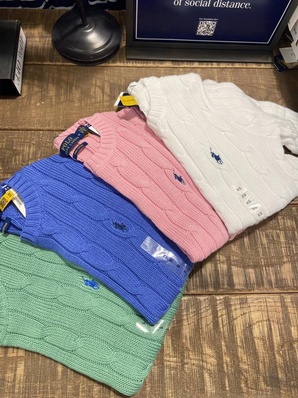 폴로랄프로렌 여성 피마 코튼 반팔 꽈배기 니트