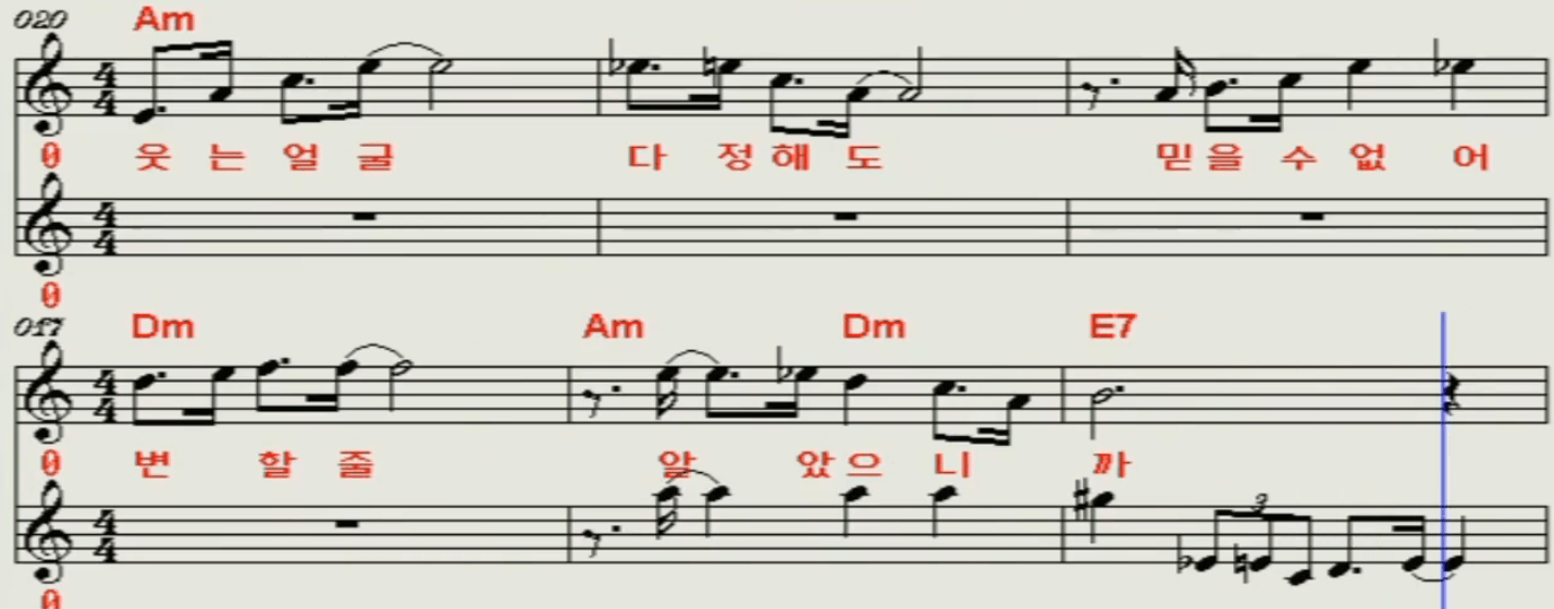 최진희(윤복희) 웃는 얼굴 다정해도 악보