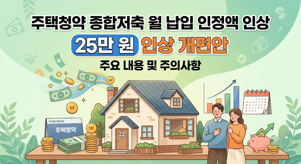주택청약 종합저축 월 납입 인정액 25만 원 인상 개편안 주요 내용 및 주의사항