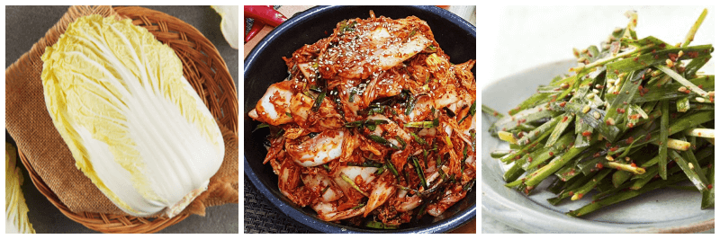 알배추, 알배기 배추겉절이, 부추겉절이 사진