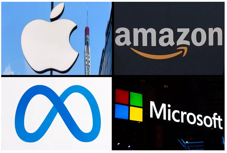 미국 4대 빅테크 기업 로고 사진