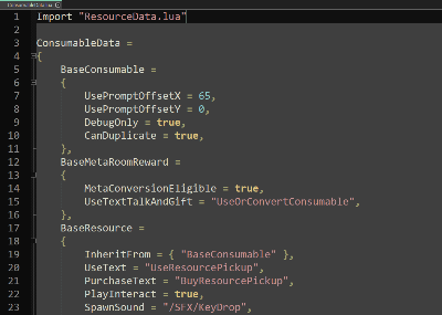 ConsumableData.lua 파일 초기 모습